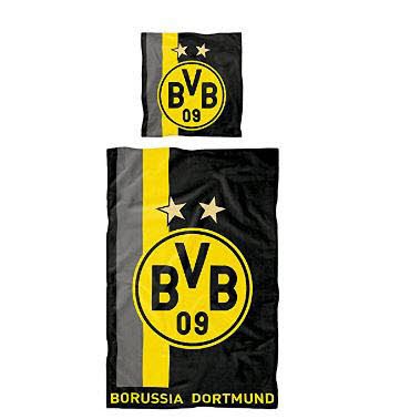 BVB 09 - Borussia Dortmund Bettwäsche mit Streifenmuster 135x200 cm