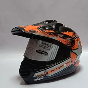 AUTOGREEN X7 Orange Star Motocross Full Face ISI Certified Graphic Helmet ( Matte Black RED with Black Visor)