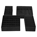 VIELSEITIGE EINSATZMÖGLICHKEITEN: Diese 4 Stoffboxen erfüllen verschiedene Bedürfnisse: die Faltbox mit 5 Fächern (33 x 30 x 10 cm) für BHs, die Box mit 6 Fächern (33 x 17 x 10 cm) für Schals oder Unterhosen, die Box mit 8 Fächern (33 x 17 x 10 cm) für Krawatten und die Box mit 24 Fächern (33 x 30 x 10 cm) für Socken oder andere Accessoires