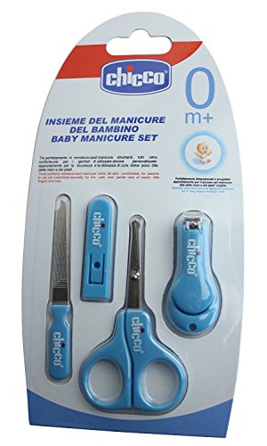 Chicco Baby Manicure Set Blue Scissors, Mini Nail Clippers & Delicate File 0+ Months
