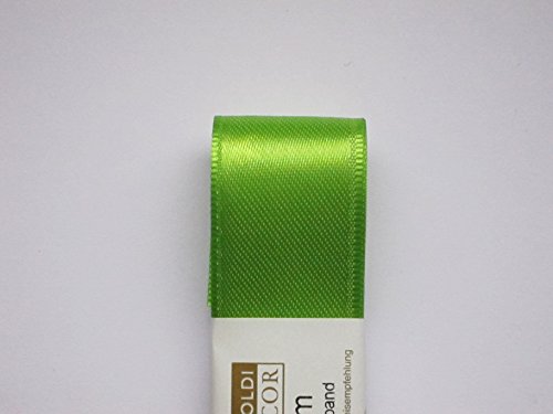 STOFF- BAND Doppelsatin von GOLDINA 25 mm / 3 m. Satinband in der Farbe grün hellgrün APFELGRÜN -551