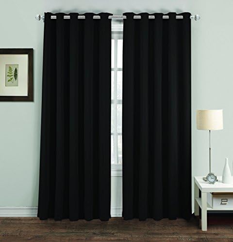 UAREHOME MH Distributions Thermal Supersoft Blackout Curtains Pair (66x54, Black)