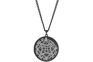 VASSAGO Collar con colgante de acero inoxidable del cuarto pentáculo de Venus con llave del sello de Salomón, cadena redonda, talismán, joyería para hombre, acero inoxidable, sin piedras preciosas,