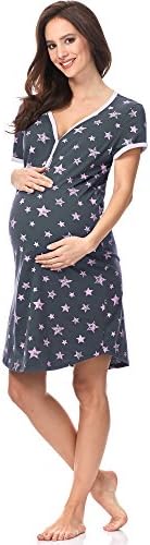 Italian Fashion IF Women's Nursing Nightdress Kometa 0114(Graphite/Pink, L)