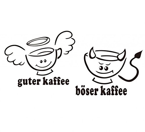 WandTattoo KÜCHE CAFE COFFEE guter Kaffee böserKaffee 30 Farben 7 Größen zur Wahl wkf34(070 schwarz, Größe 1:ca.18 x10cm) - 2