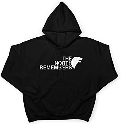 wallshirt Hooded Sweatshirt The North Remembers Hoodie Game Of Thrones Autumn Winter Stark Winter Unisex Man Woman Gift Idea No DVD CD - Black, Small