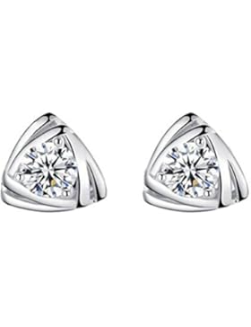 18K Unisex Damen Mode Schmuck Dreieck Zirkonia Ohrringe Ohrstecker aus 925 Sterling Silber für Mädchen Damen Kinder...