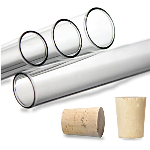 100 x Reagenzgläser aus Laborglas mit Natur-Korken | Starkwandig ✓ (160 x Ø 16mm)