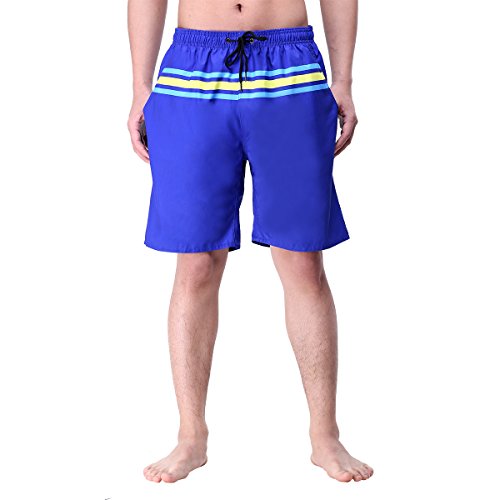 youvimi Men Stripe Quick Dry Swim Trunk With Mesh Lining