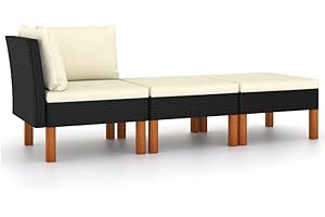 vidaXL Set di Divani da Giardino 3 pz Polyrattan Massello di Eucalipto