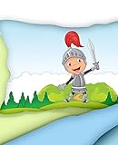 Aminata Kids – süße Kinderbettwäsche Bettwäsche Kinder Ritter 100×135 cm KINDERBETTGRÖSSE Baumwolle Ritter Jungen Drache Ritterburg bunt - 5