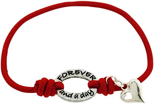 Forever & A Day I Will Always Love You 6" Red Stretch Heart Bracelet