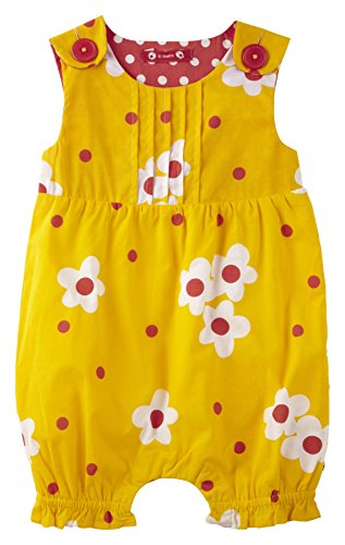 Piccalilly Organic Cotton Yellow Girls Daisy Pintuck Romper