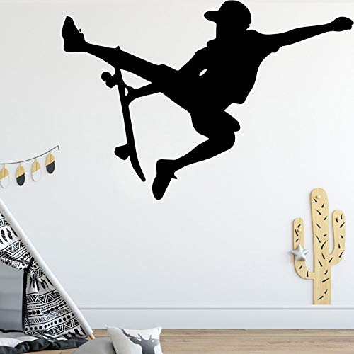 Preisvergleich Produktbild Skateboardfahrer Abbildung Design Wandaufkleber für Kinderzimmer Hintergrund Kreative Wand Design Aufkleber Selbstklebende Vinyl Wohnkultur