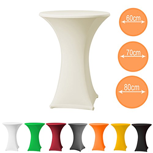 Stehtischhusse Stretch in Farbe creme und Durchmesser 80-85 für Bistrotisch/Stehtisch - 2