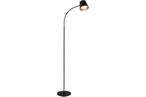 Briloner - Lámpara de pie LED inalámbrica con tacto, regulable, batería y fuente de luz intercambiables, lámpara de pie recargable, lámpara de lectura, lámpara de pie, 126,5 cm de altura, Negro
