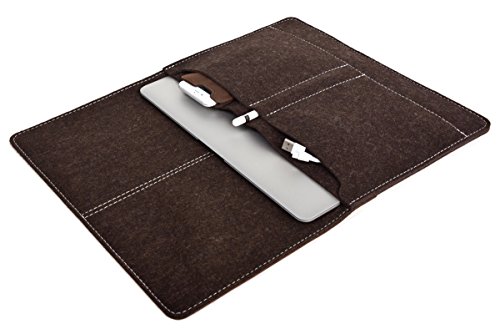 ALMWILD Apple Macbook Pro 15 H  lle  Tasche  Touch Bar  Touch ID   Aus echtem Rinds- Leder und 100  Woll- Filz  Case in Tr  ffel- Braun mit magnetisch