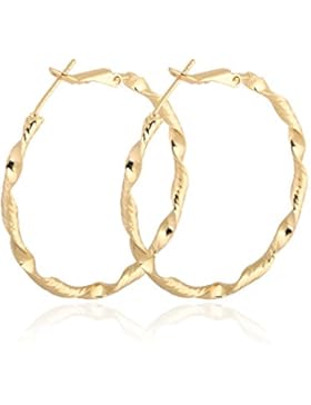 X&Y ANGEL ER0335 Kreolen, Echtgold-gefüllt, poliert, verdrehtes Design, Goldfarben, Freie Größe