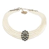 Alpenflüstern DHK227 - Collana con Ciondolo a Goccia con Elegante Drago da Donna, Colore: Nero/Bianco Crema e Base Metal, Colore: Crema/Bianco, cod. DHK227-000-10