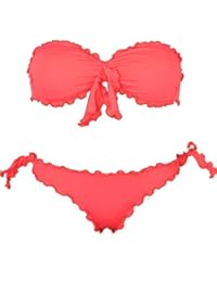 Bikinicolors Bikini Donna a Fascia Arricciato con Slip o Brasiliana Made in Italy