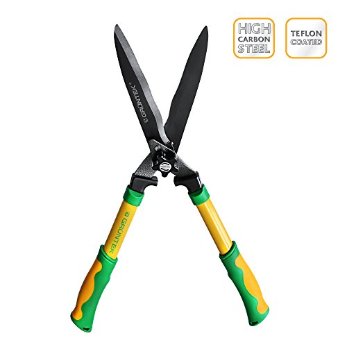 GRÜNTEK Heckenschere HECHT Teflon 560 mm, Strauchschere mit Wellenschliff und Doppel-Teflonbeschichtung. EINFÜHRUNGSPREIS mit Zufriedenheitsgarantie 45 Tagen !! - 2