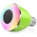 Produktbild megadream® 2 in 1 tragbarer Bluetooth 4.0 Wireless Audio Lautsprecher + Smart Colorful RGB Bubble Ball E27 Lampe Leuchtmittel - mit Smartphone App Fernbedienung Farbwechsel Licht Weihnachten, Holloween, Danksagung, Festival Party Home, erreichbar Dekoration Beleuchtung Leuchtmittel passt für iOS Android und andere Bluetooth-Tablet