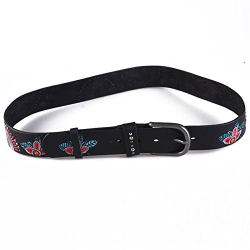 DCY Femmes Broderie nationale style brodé Rivet décoratif Ceinture