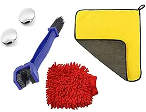 Debu Bazar Multipurpose 4 in 1 Bike Chain Cleaner Brush, Bicycle Chain Washer Motorcycle Chain Cleaning Brush Tool, Car Cleaning Accessories Lint-Free Scratch Free bike washing kit Combo ( pack of 4)