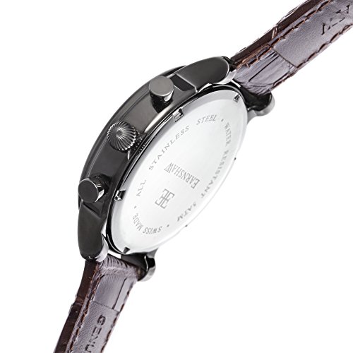 Thomas Earnshaw Longcase 43 Men's Quartz Watch with Brown Dial Analogue Display with Black Leather Strap ES-0016-08