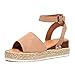 Produktbild JOYTO Sandalen Damen Keilabsatz Sommer Plateau Espadrille Sandaletten Flache Leder Peep Toe 5 cm Keil Espadrille Sommerschuhe Bequeme Khaki 45