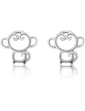 Wunhope Ohrringe Damen Mädchen 925er Sterling Silber Mode Creative-Affe Klein Edel Hypoallergen Stecker