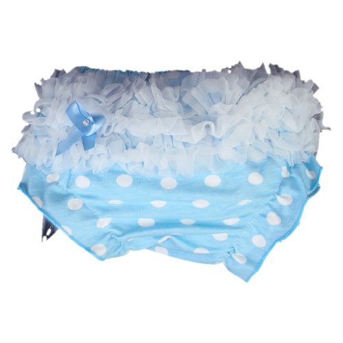 Baby Girl Ruffle Panties Bloomers Diaper Cover with Dots S (Light Blue)