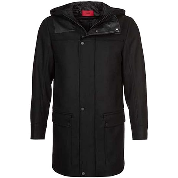 Manteau Homme HUGO - En Laine Et Polyamide - Coupe Classique - Couleur Noir - Modèle Miroy2341