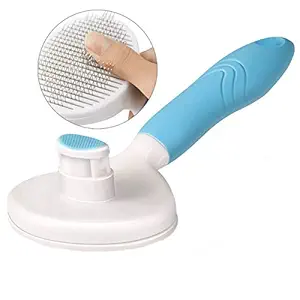 KIRTI Self Cleaning Slicker Brush for Dogs and Cats, Pet Grooming Hair Brush with Pin,Improve Blood Circulation and Massage Blue