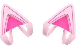 HUYUN Świecące w ciemności silikonowe kocie uszy urocze fluorescencyjne kocie uszy kompatybilne ze słuchawkami do gier Bose/Razer/HyperX/Corsair/SteelSeries Arctis/Edifier (różowe)