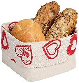 Cotton and Linen Square Heart Pretty Bread Basket 14 cm 13 – 15 cm. 30 ° Adjustable