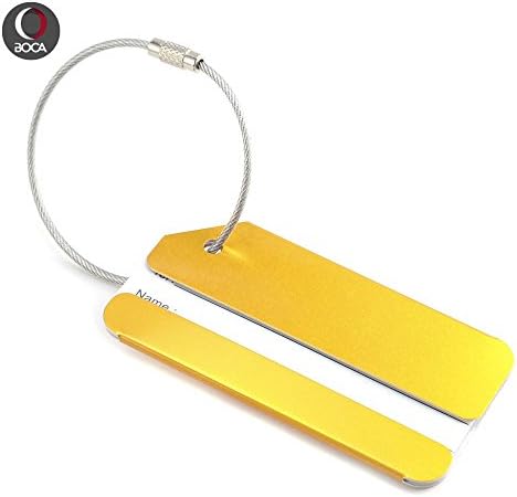 Travel Luggage Tag Labels for Baggage and Handbags, Secure Suitcase ID Address and Name Tags, Aluminum Accessories Waterproof (1 Piece, Yellow)