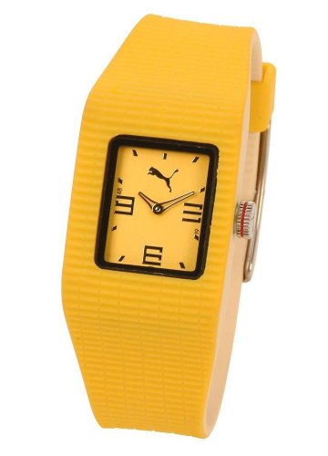 Puma 4238060 - Reloj analógico unisex de cuarzo con correa de goma amarilla - sumergible a 30 metros