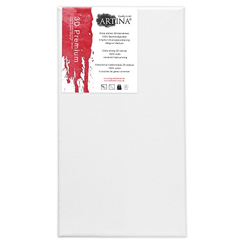 2er Set – 20×40 cm – Leinwand aus 100% Baumwolle auf stabilem Keilrahmen in 3D Premium Qualität – 380 g/m² - 3