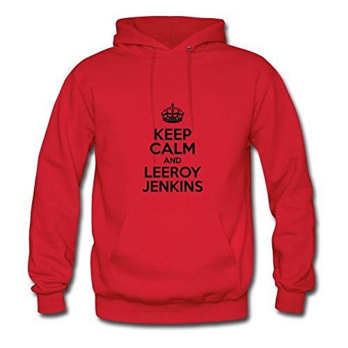 Red Informal Unique Keep Calm And Leeroy Jenkins Hoodies Xx-large Women Customized