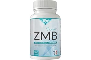 SUPER ZMB (MAGNÉSIUM À HAUTE BIODISPONIBILITÉ) • Enrichi en Pidolate de Zinc et Vitamine B6 • ANTI-FATIGUE • Made in France • Pour 2 MOIS • SuperPhysique Nutrition