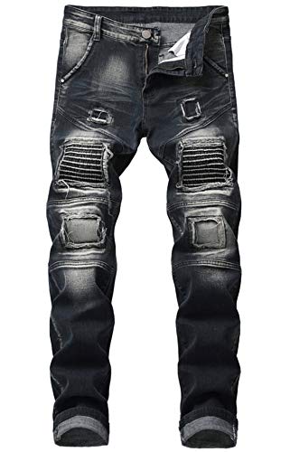 AIYINO Mens Slim Fit Straight Leg Stretchable Denim Jeans Pants All Waist(32W x 32L, 01 Black)