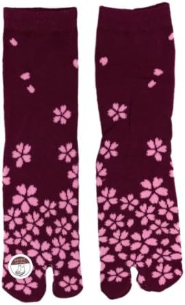 Tabi Shoes Socks, Japanese Geisha/ninja Female Sandals Geta Socks: Night Cherry