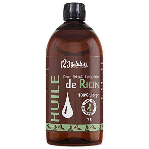 Huile de Ricin 1L, Pure et Naturelle - Barbe, Cheveux, Cils, Ongles, Peau. ...