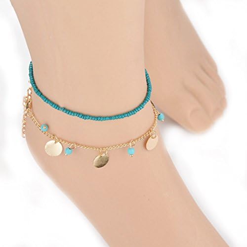 Chicer Bohemian Style - Anklet Foot Chain Tassel Accessories Bracelet Beach Adjustable for Women and Girls (Gold)