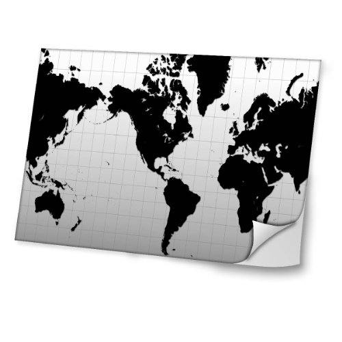 Zeug 10003, Weltkarte, Skin-Aufkleber Folie Sticker Laptop Vinyl Designfolie Decal mit Ledernachbildung Laminat und Farbig Design für Laptop 11.6"