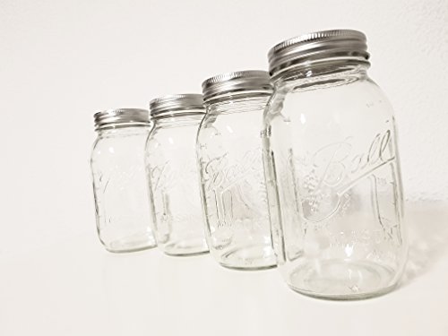 Ball® Mason Einmachgläser 945 ml x 4, Deckel mit Gummiring, luft-und wasserdicht