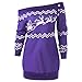 Produktbild Sannysis Damen Weihnachten Pullover Langarmshirt Santa Claus und Schnee Druck Sweatshirt Langer Bluse Shirt Weihnachts Pulloverkleid Slim Fit