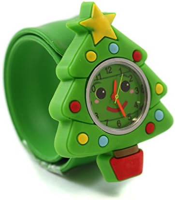 Christmas Tree Xmas Jingle Bell Jewellery Popwatch Slapwatch Learn To Tell The Time Fun Friendly Bright and Colourful Kids Easy Fit Safe Silicone Quartz Watch