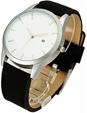 Damen Armbanduhr Analog Quarz Edelstahl, Dxlta Retro Vintage Uhren Minimalism Uhr Datum PU Leder Armband